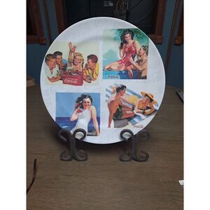 2002 Coca Cola Sakura Melamine Beach Pinup Collectible Plate 11"‎ Diameter